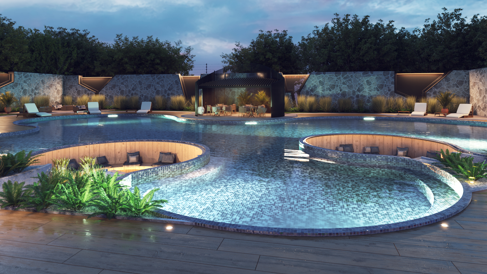 Alberca de lujo render vray