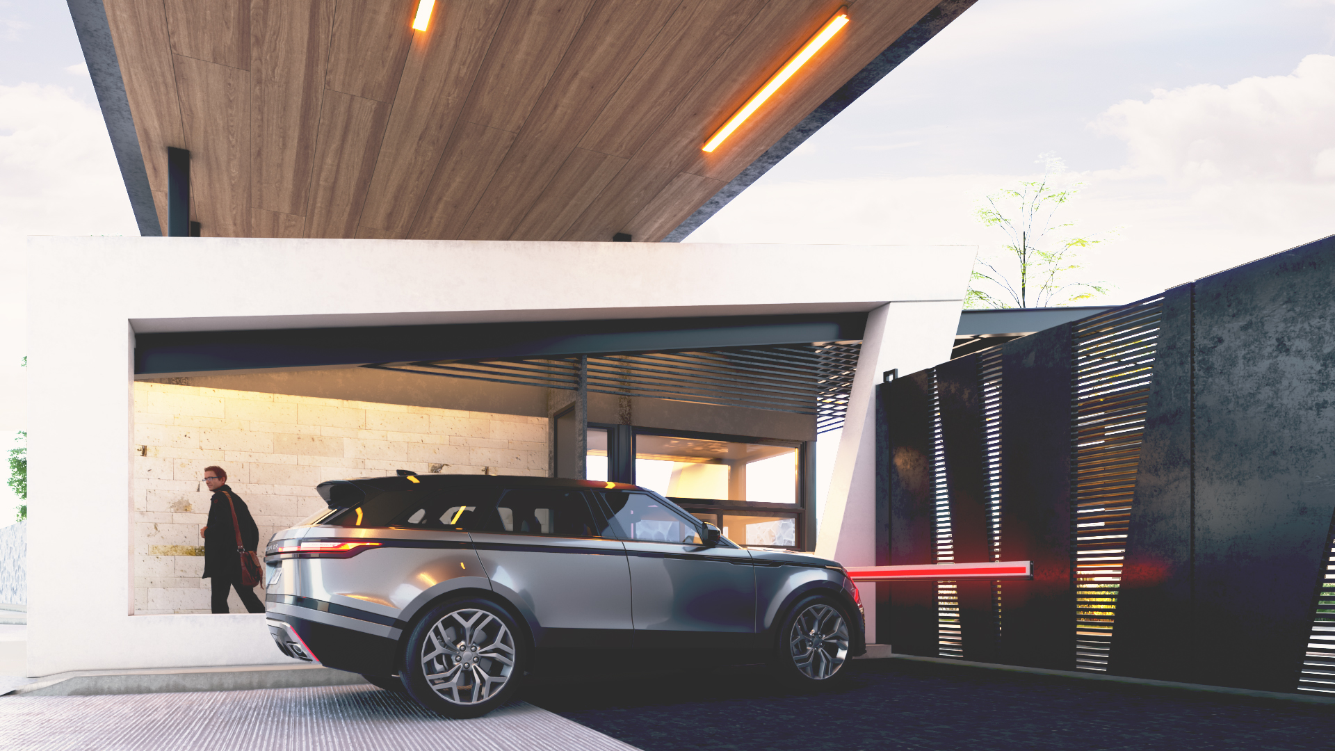 Acceso a condominio render vray